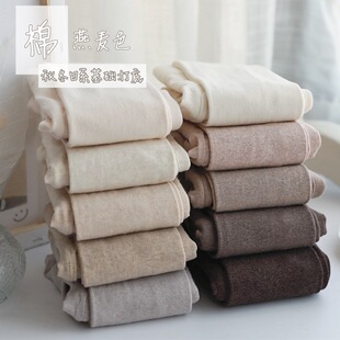 秋冬纯棉燕麦色竖条加绒加厚连裤 袜女 袜日系奶白色保暖显瘦打底裤