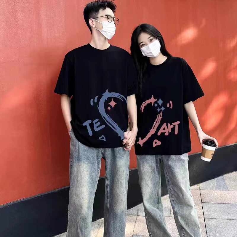 特别的情侣装2024夏季新款不一样潮流小众高级感纯棉短袖t恤上衣
