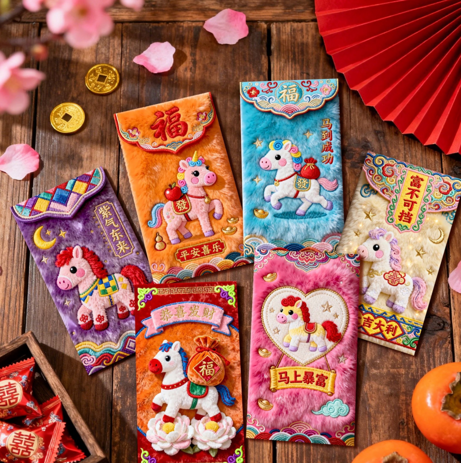 【30个】2026新款红包卡通小马3D视觉印刷压岁包卡通马年生肖利是,节庆用品/礼品,红包/利是封,淘宝优惠券,粉丝福利购,淘宝优惠卷