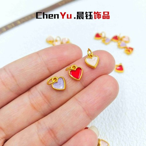 古法鎏金爱心挂件桃心吊坠隔珠