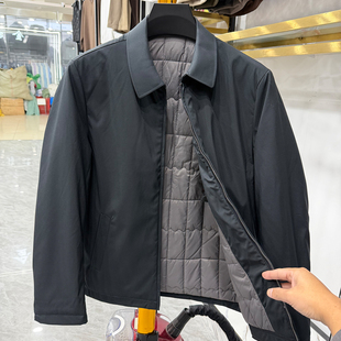 商务款!休闲翻领夹棉外套男中年保暖棉衣行政夹克