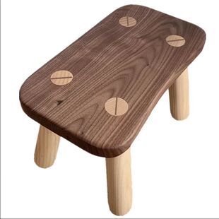 [花生凳]原创全实木简约换鞋胡桃木白蜡木小板凳儿童矮凳创意ins