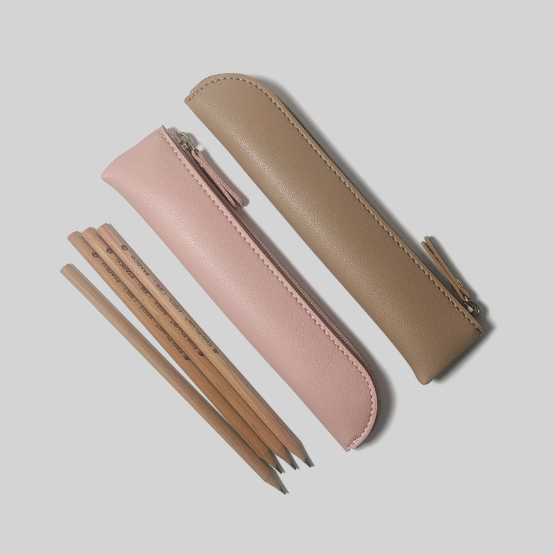 粉色皮质小巧笔袋apple pencil保护套pvc纯色迷你便携黄色钢笔套