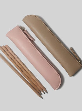 粉色皮质小巧笔袋apple pencil保护套pvc纯色迷你便携黄色钢笔套