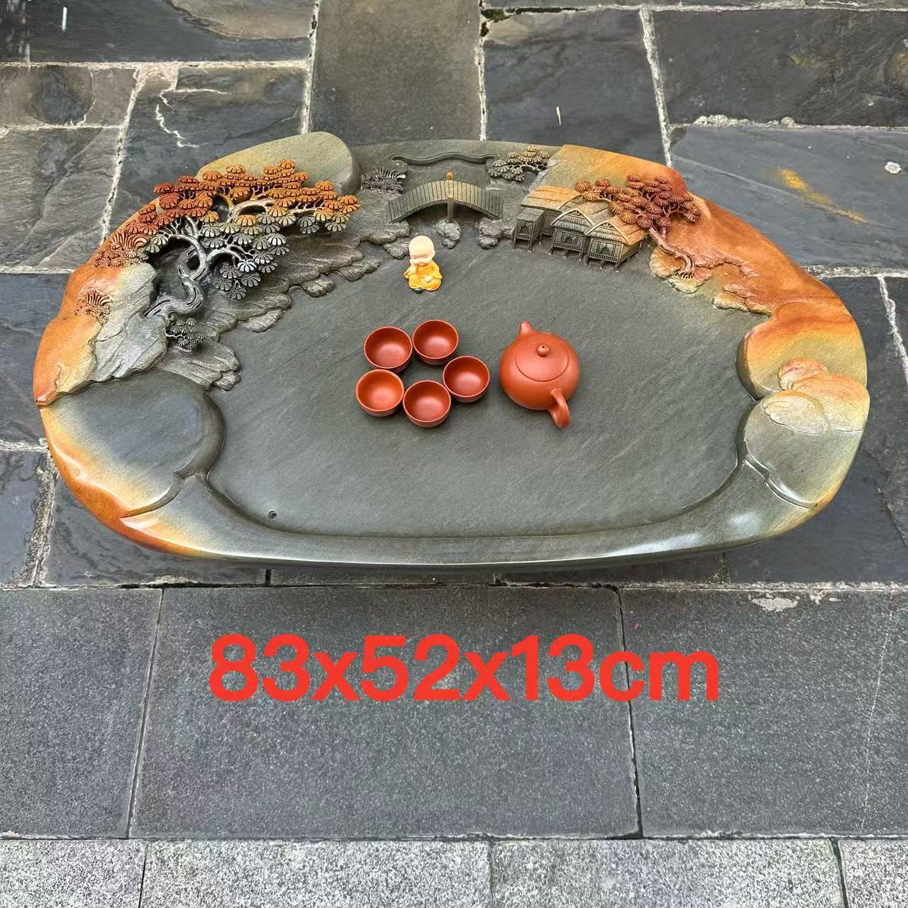 正宗端砚石茶盘绿端源头工厂山水干湿分离高档耐用家用茶室茶台