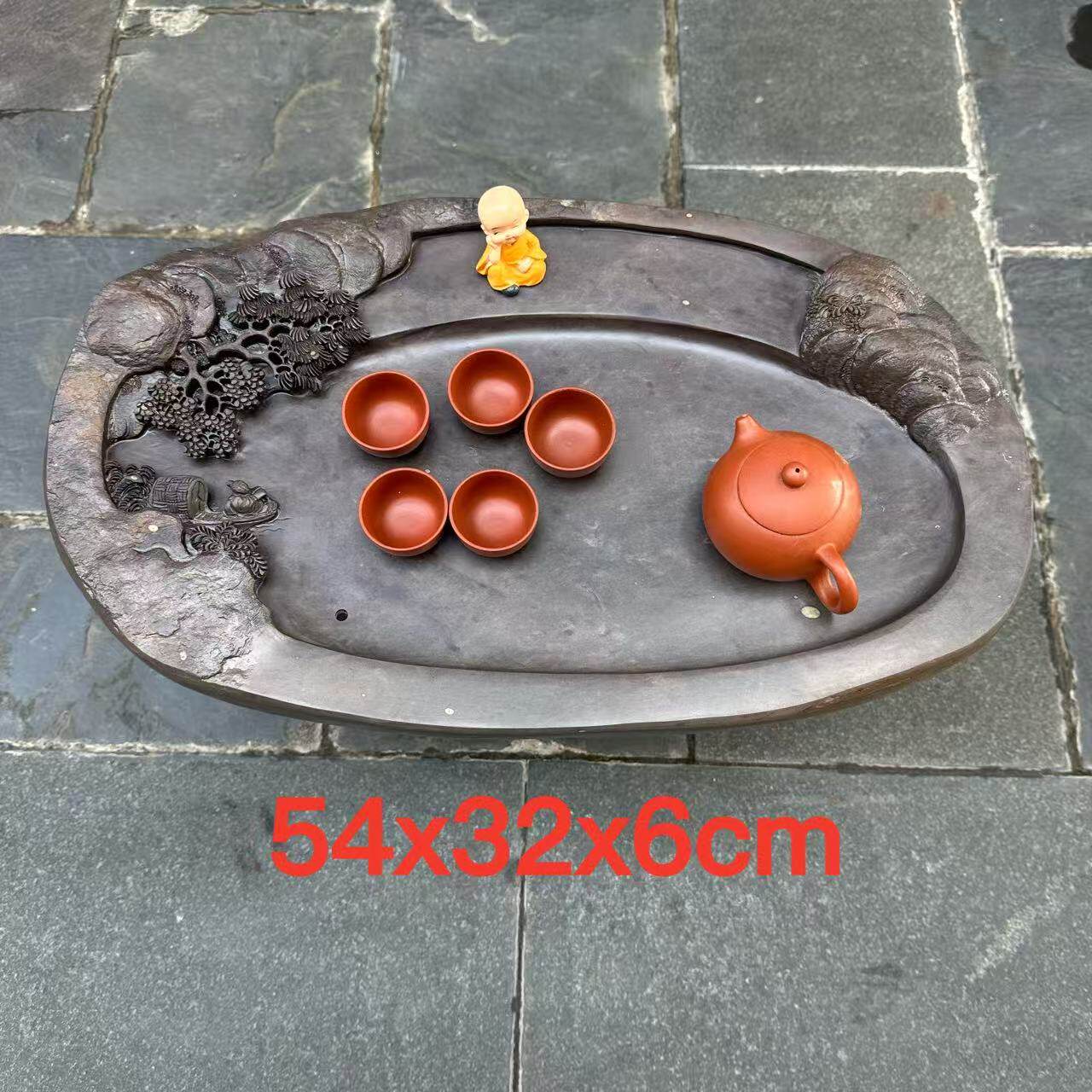 肇庆厂家端石茶盘梅花坑手工艺客厅办公室一体功夫茶小号茶台茶海