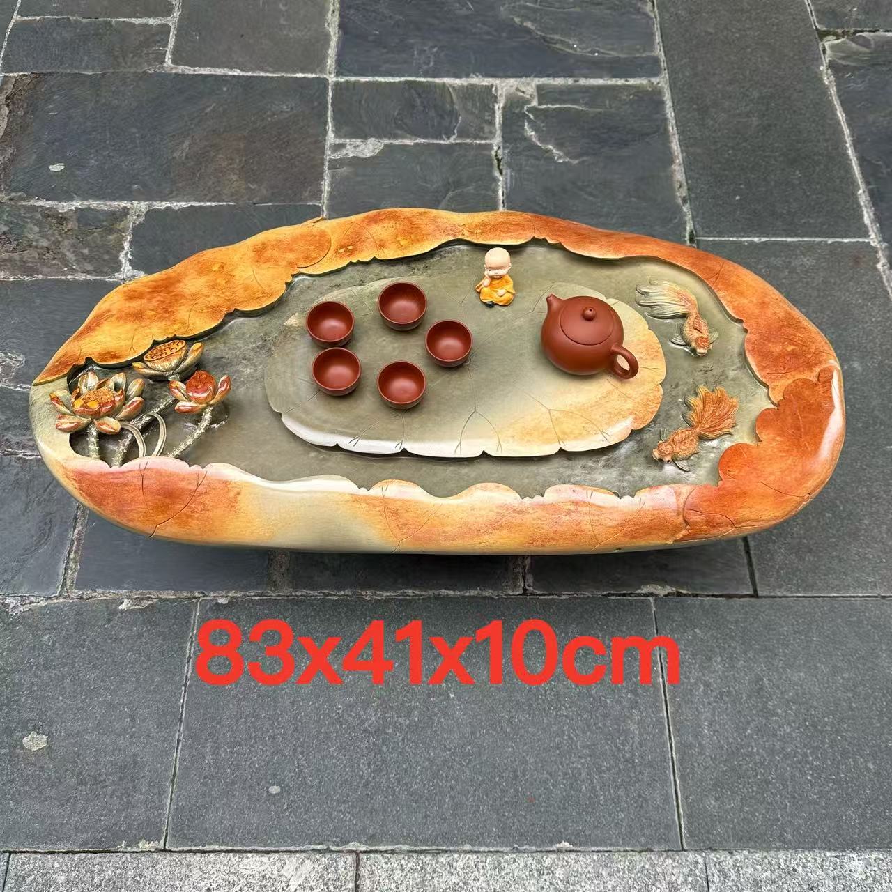 肇庆厂家端砚茶盘天然原石设计多层次起墩简易实用高档茶海孤品