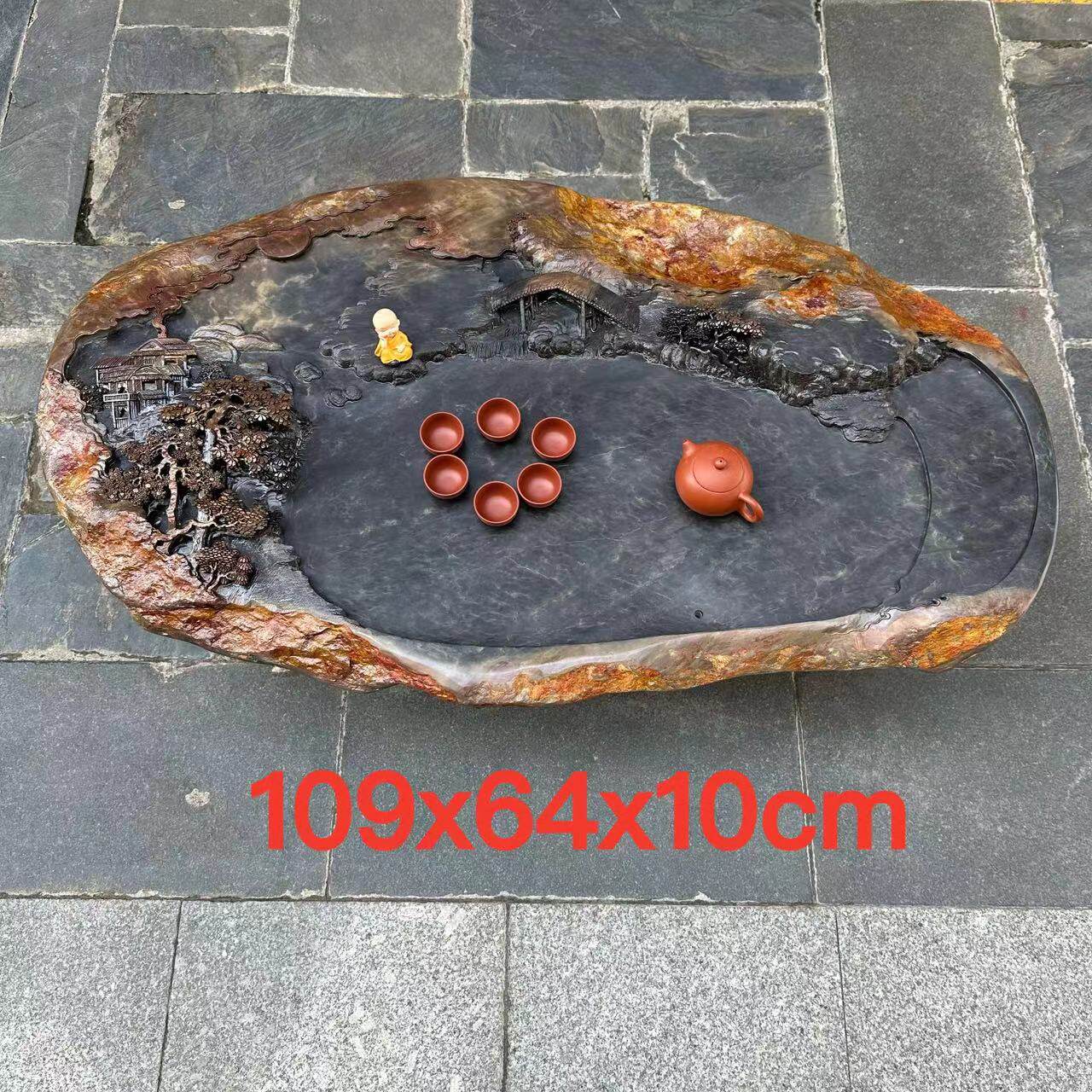 肇庆厂家端砚茶盘天然紫端手工艺孤品客厅茶桌一体功夫茶台茶海