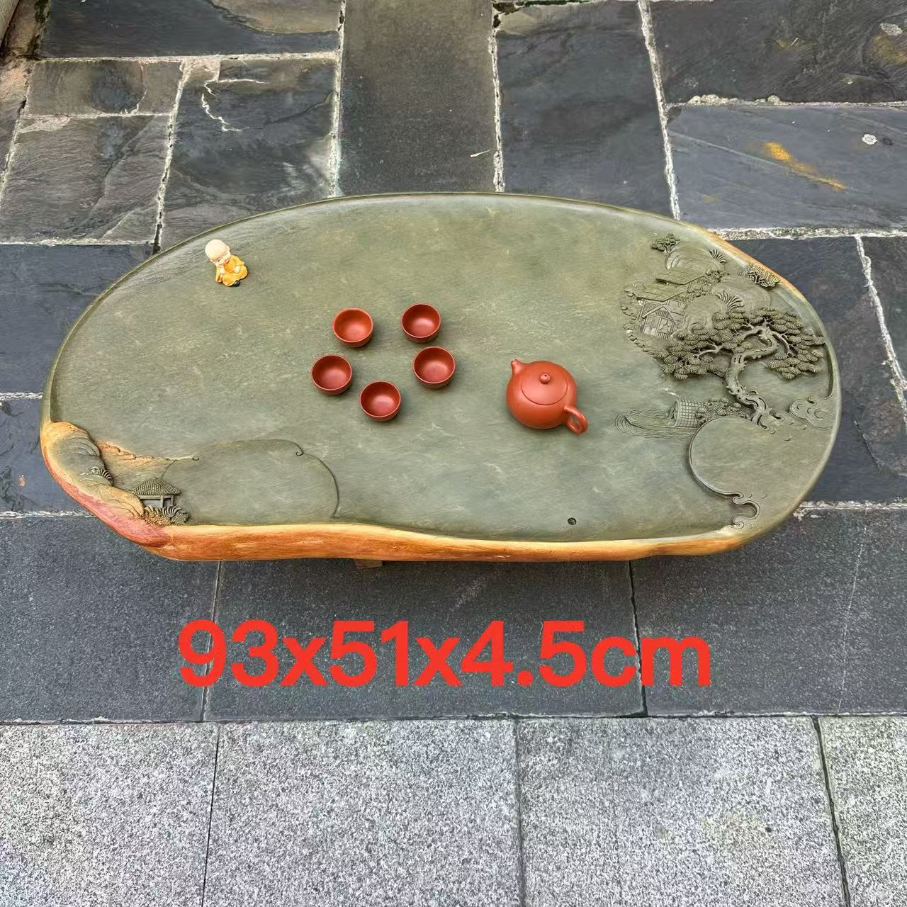 端石茶盘厂家肇庆绿端名师创意精雕高档户外室内茶台茶海客厅精品