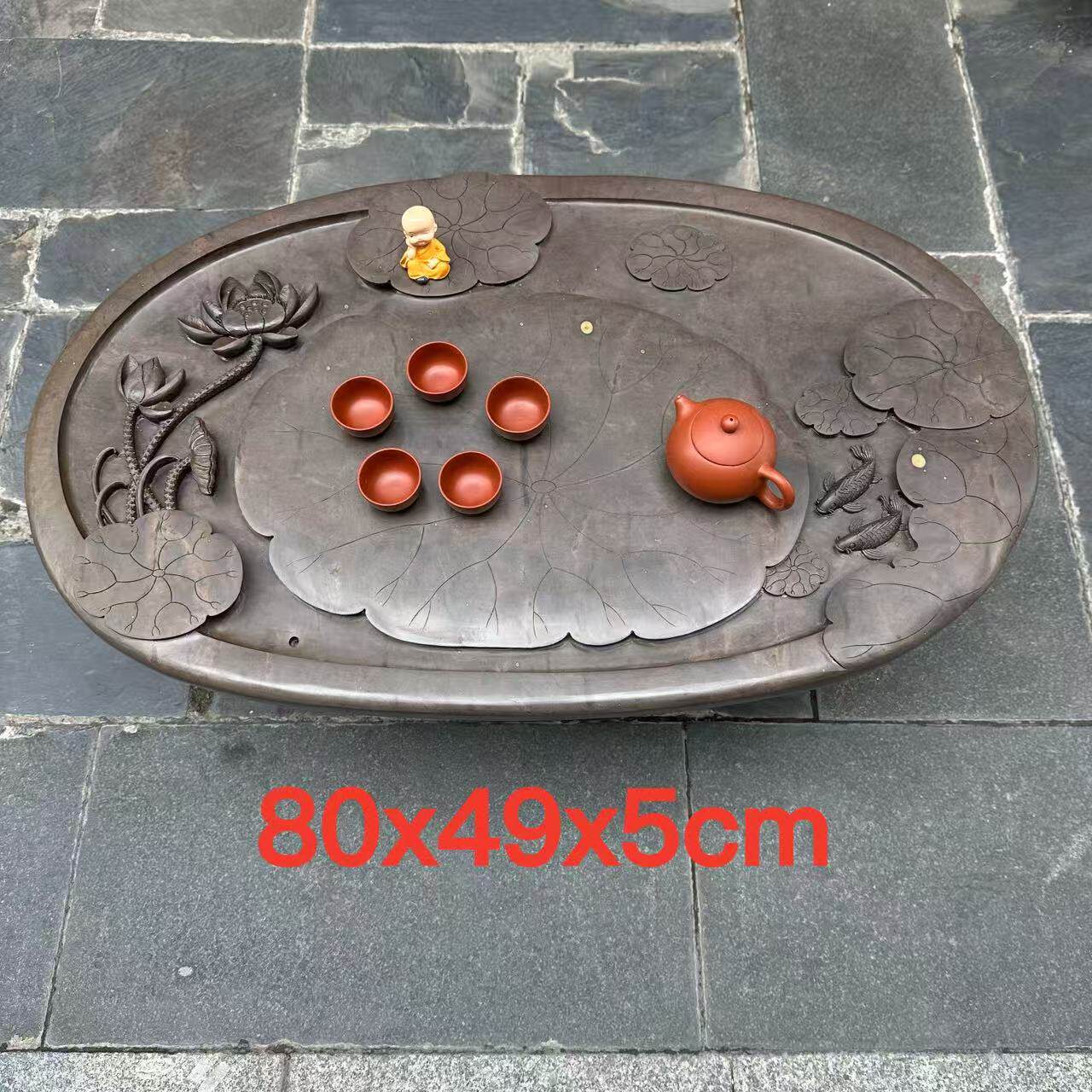 肇庆厂家端砚茶盘天然原石随形设计干湿分离百年实用高档茶海精品