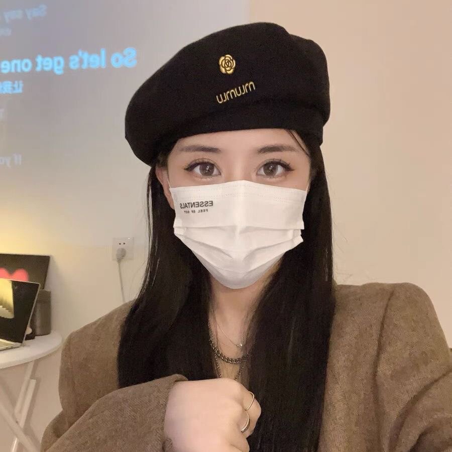 黑色韩系秋冬款毛呢贝雷帽女20帽子