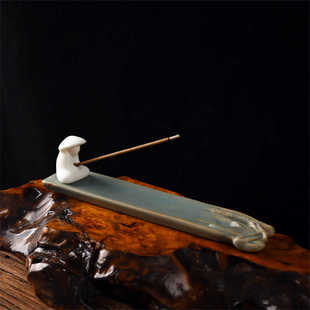 迷你小号陶瓷姜太公钓鱼翁线香插创意熏香炉微景观造景人物摆件