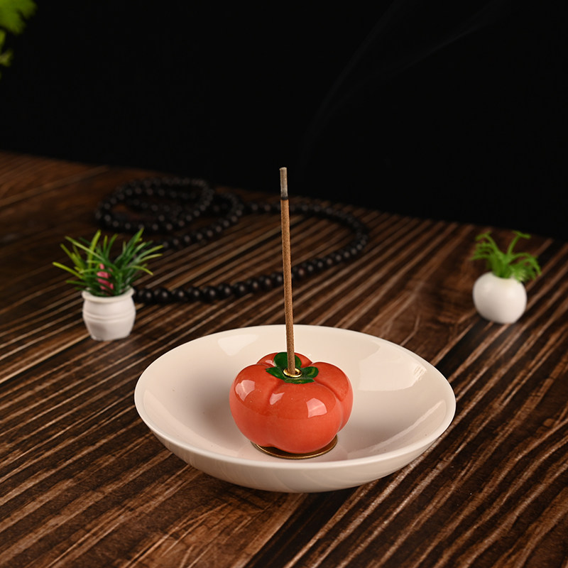 柿柿如意香插创意陶瓷香炉迷你复古家用线香托沉香插柿子香碟禅意,家居饰品,香托/香盘/香座/香插,淘宝优惠券,粉丝福利购,淘宝优惠卷