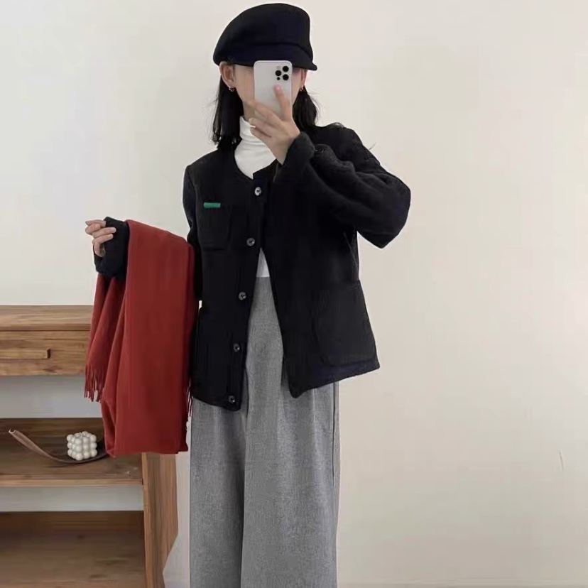 2024新款双面羊绒小香风短款外套春秋高级感气质名媛宽松百搭上衣