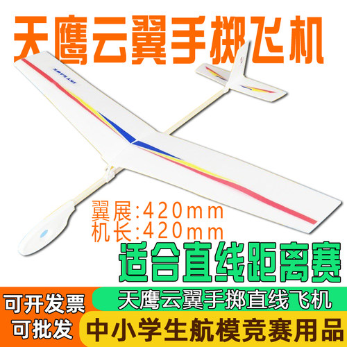 新天鹰手掷飞机云翼号手抛泡沫模型航模益智玩具拼装直线滑翔机