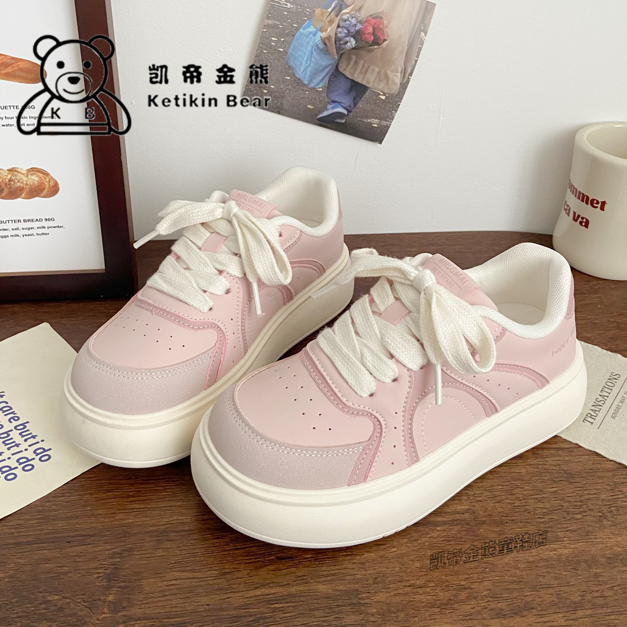 chic小众透气女鞋厚底面包小白鞋丑萌鞋子女童板鞋儿童运动鞋大码