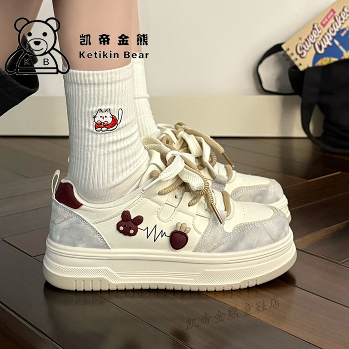 原创设计女童鞋子韩版百搭学生休闲鞋2025新款小兔子儿童运动鞋