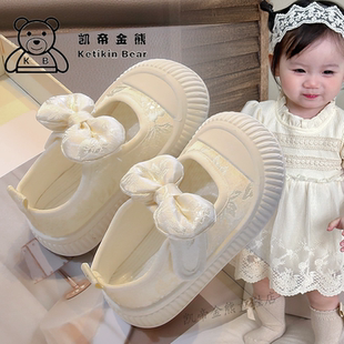 女宝宝软底布鞋2026夏季新款蝴蝶结幼儿园室内休闲鞋子小童公主风