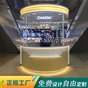 定制木纹导医台弧形吧台烤漆圆形前台工作台大厅接待台异形导诊台