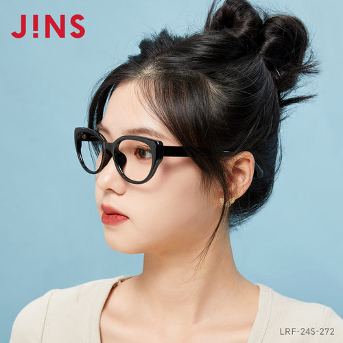 JINS睛姿含镜片女复古猫眼框近视镜框可加配防蓝光镜片LRF24S272