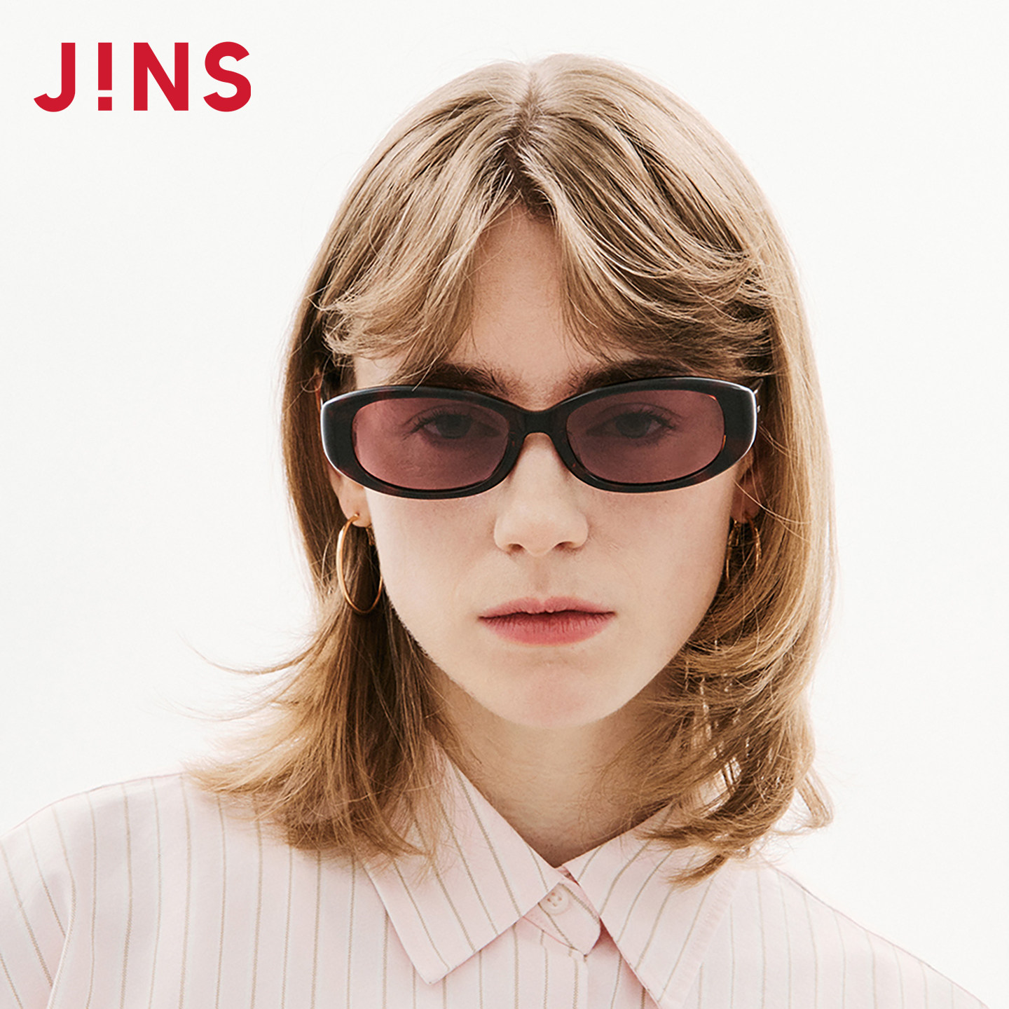 JINS时尚窄方小框彩色太阳镜墨镜