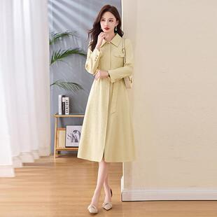 收长腰气质高级感领翻连衣袖 春NY2553 女装 新款 裙配腰带 0季