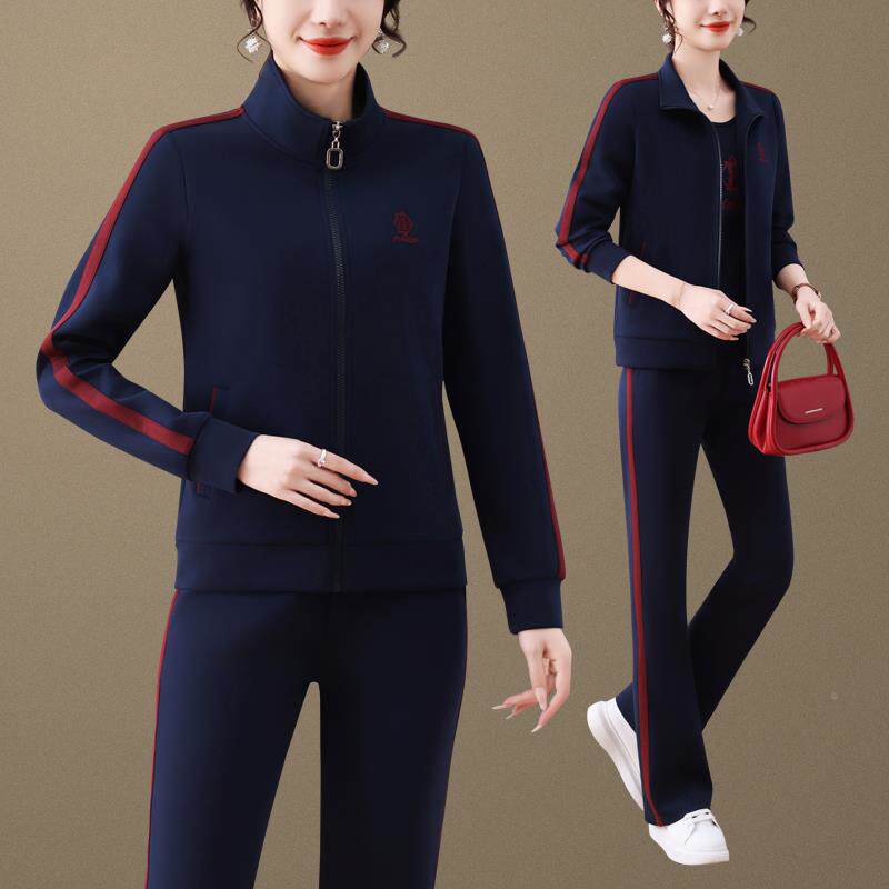 运动时套装女春秋季新款领尚洋气立开衫套休闲跑步87663819服外三