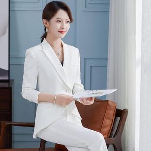 长袖燕尾小西女套装主持人工装女作服韩季版时尚装西服AL668558外