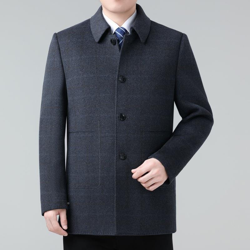 双面羊绒大衣男士中长翻领羊毛呢子风衣24516-YY中父内亲装款羽绒