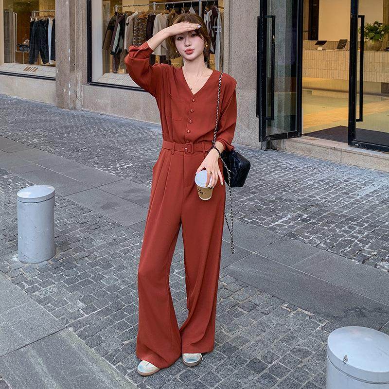 显女装士连体女秋季新裤款系带收SX3腰瘦纯色阔腿连体裤配腰带,女装/女士精品,连体衣/裤,淘宝优惠券,粉丝福利购,淘宝优惠卷