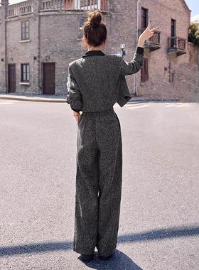 香风时小尚套装女秋冬新件款质气百搭外套阔腿裤YH99905-两套