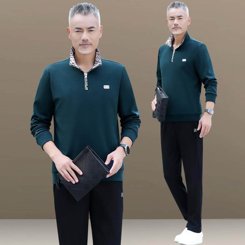 中老年运动套76249982男春秋新款休装闲爸爸秋动装宽松男运服士两