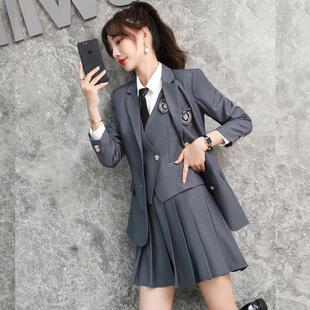 网红款制服西装女秋百校褶裙服AL-65274套装中生职同业幼师教高师