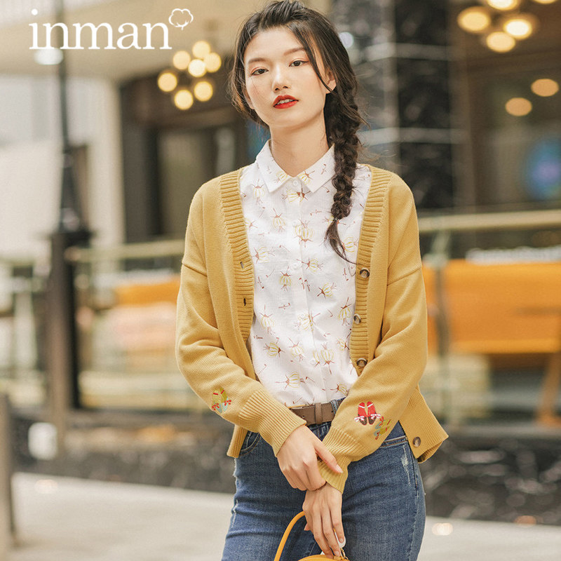 茵曼旗舰店针织开衫2020新款女装秋冬短款针织外套女春秋款外搭潮