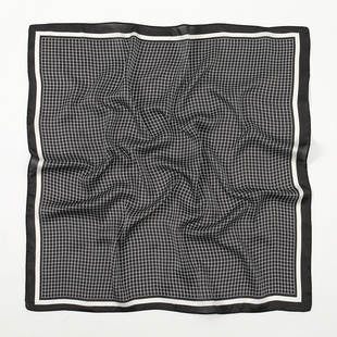 气质2022格子小方巾丝巾女百搭春夏季职业装配饰韩版文艺围巾领巾