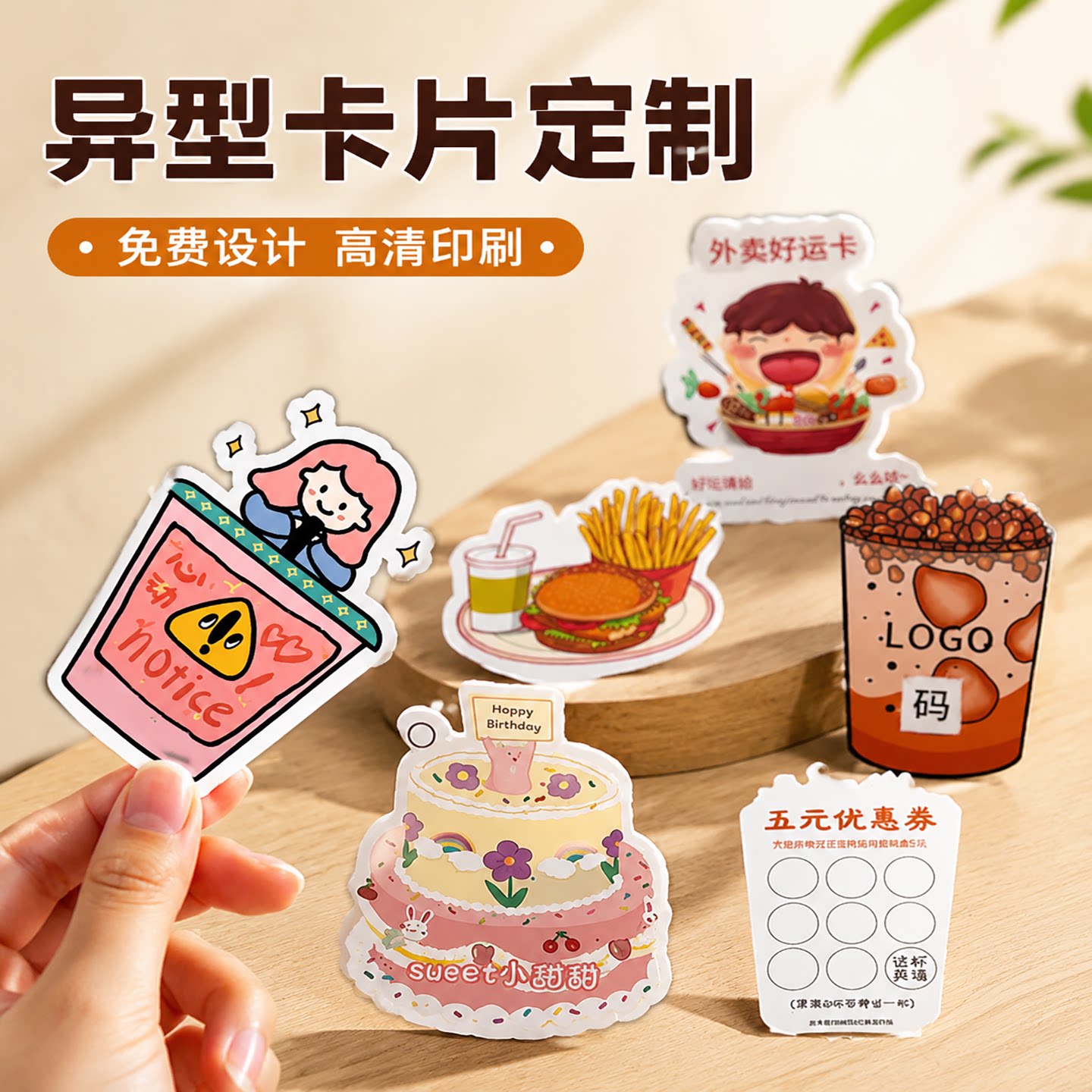 餐饮异形卡定制积分集点宣传硬卡图片