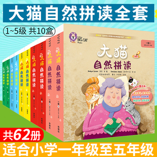 共十盒 外研社大猫英语自然拼读一二三四五级 5级全套 点读版 大猫自然拼读1 小学生少儿英语拼读英文启蒙绘本儿童课外读物卡片