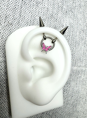 钛合金蝴蝶恶魔钉原创设计耳钉耳桥耳骨钉