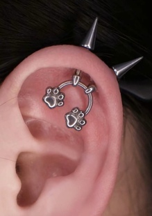 猫爪恶魔钉钛合金耳钉耳桥原创设计