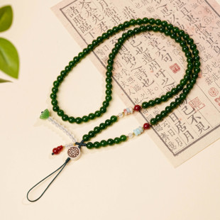 中国风绿玉髓手机挂链女手腕绳防丢手机绳轻奢小众精致链挂件绳
