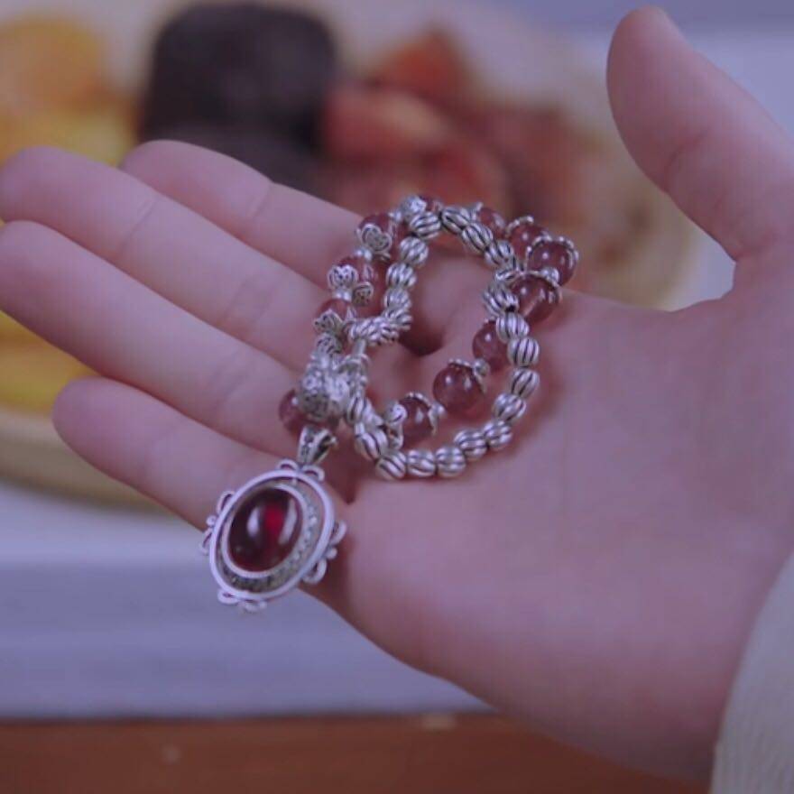 明月照我心同款手链汐月公主李明月祝心铃手串草莓晶纯银饰品挂件