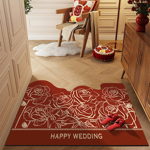 米娜春天红色结婚地垫入户门垫