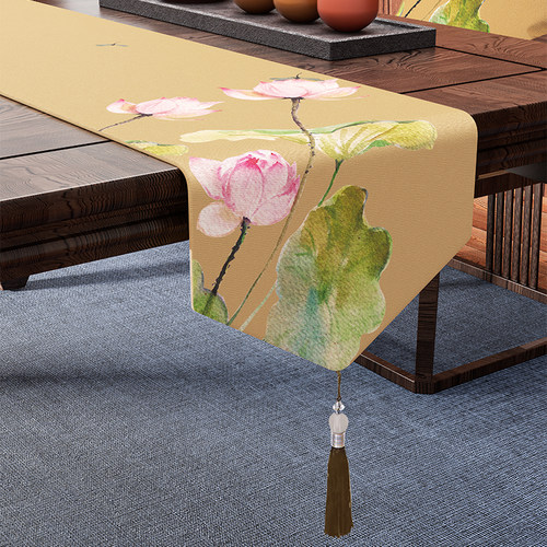 米娜春天轻奢高端防水桌旗免洗布