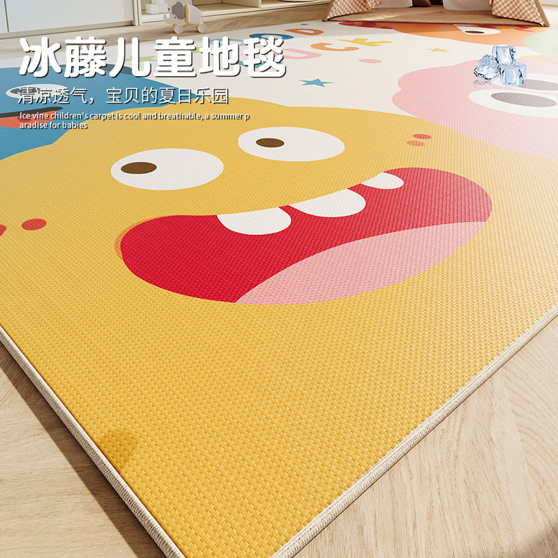 2026新款夏季凉席地垫客厅儿童仿藤席地毯垫防滑透气爬爬垫易打理