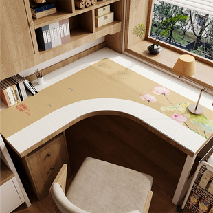 中式转角书桌桌垫L型学习桌电脑办公桌保护垫学生拐角写字台桌布