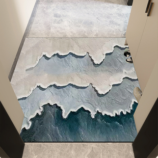 3D立体油画地垫pvc入户门垫防水免洗裁剪皮革脚垫耐脏进门口地毯