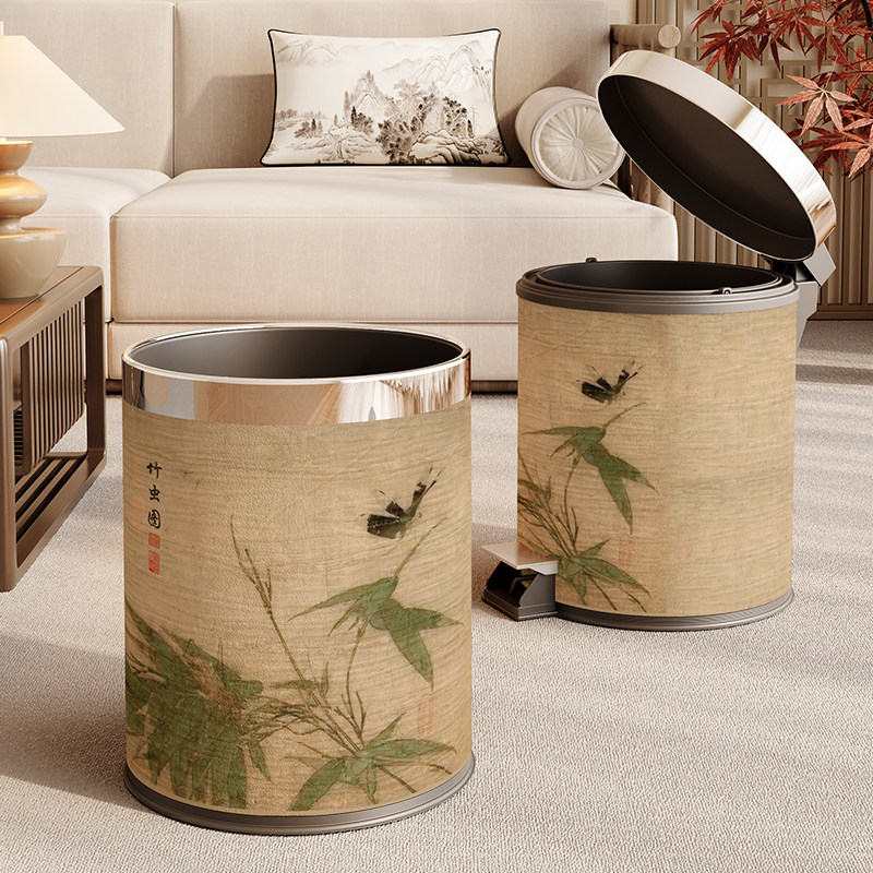 宋氏美学垃圾桶家用国风卫生桶客厅纸篓卧室大号大容量加厚卫生桶,家庭/个人清洁工具,垃圾桶,淘宝优惠券,粉丝福利购,淘宝优惠卷