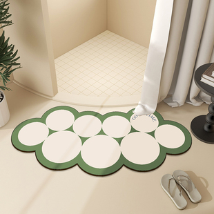 轻奢高级防滑浴室地垫洗手间厕所卫生间进门口弧形硅藻泥吸水脚垫