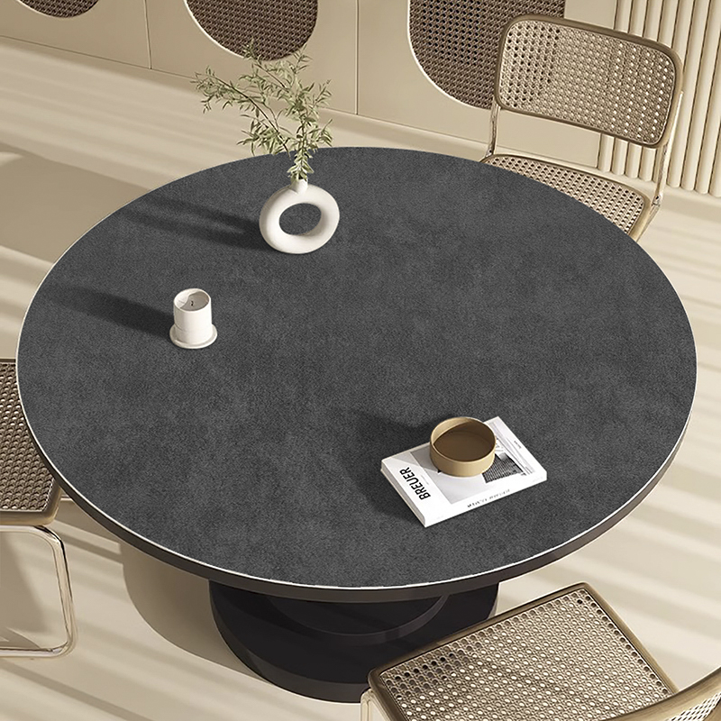 圆桌桌布轻奢高级感防水防油防烫免洗茶几台布硅胶圆形皮革餐桌垫