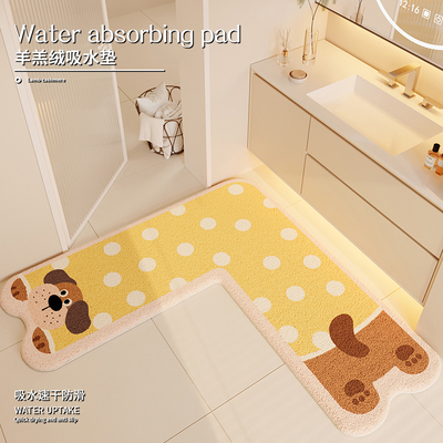 浴室地垫L型转角防滑吸水羊羔绒
